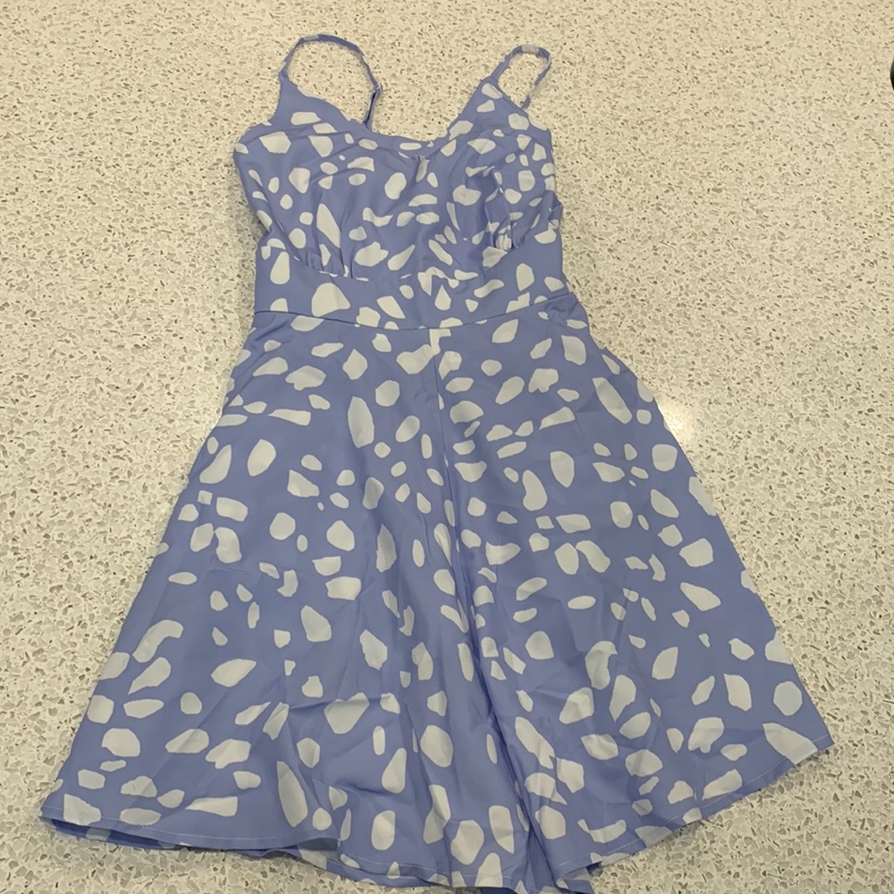 SHEIN short purple and white romper, size S